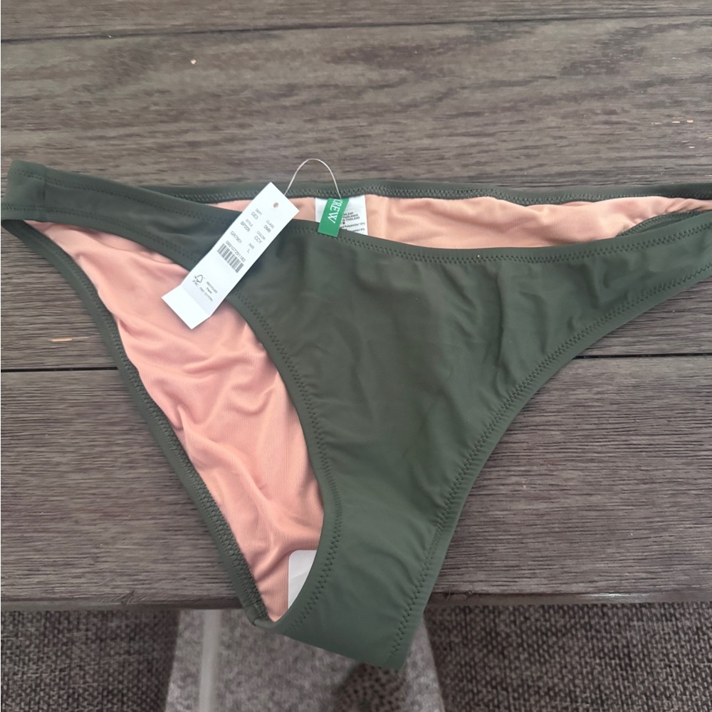 J. Crew Bikini Bottoms Large NWT | Olive Green + Curved Waist | Cheeky Swim Fit - Picture 4 of 4